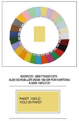 Alex Schoeller 25 x 35 cm Fon Kartonu, 160 gr /m² No:07 Açık Sarı - 1