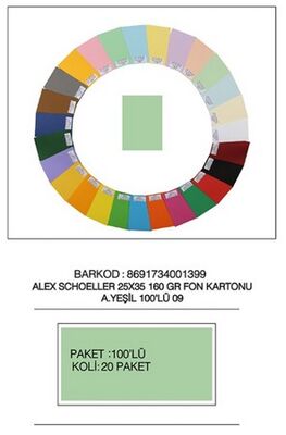 Alex Schoeller 25 x 35 cm Fon Kartonu, 160 gr /m² No:09 Açık Yeşil - 1