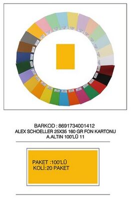 Alex Schoeller 25 x 35 cm Fon Kartonu, 160 gr /m² No:11 A.Altın 100'lü Paket - 1