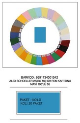 Alex Schoeller 25 x 35 cm Fon Kartonu, 160 gr /m² No:55 Mavi 100'lü Paket 