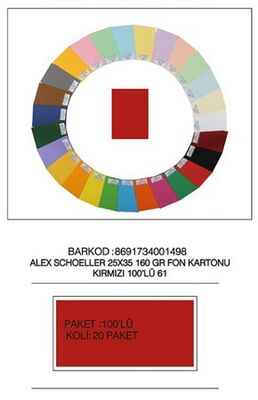 Alex Schoeller 25 x 35 cm Fon Kartonu, 160 gr /m² No:61 Kırmızı 100'lü Paket - 1