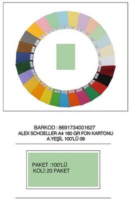 Alex Schoeller A4 Fon Kartonu, 160 gr /m² No:09 Açık Yeşil - 1