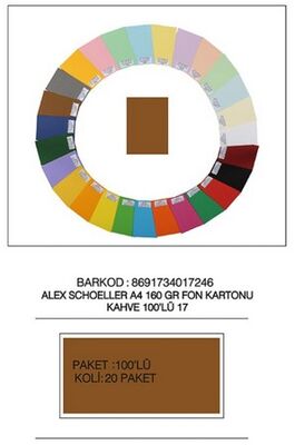 Alex Schoeller A4 Fon Kartonu, 160 gr /m² No:17 Kahverengi - 1