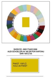 Alex Schoeller A4 Fon Kartonu, 160 gr /m² No:53 Sarı 100'lü Paket
