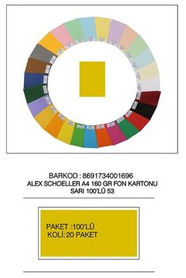 Alex Schoeller A4 Fon Kartonu, 160 gr /m² No:53 Sarı 100'lü Paket - 1