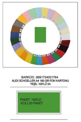 Alex Schoeller A4 Fon Kartonu, 160 gr /m² No:54 Yeşil - 1