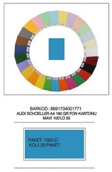 Alex Schoeller A4 Fon Kartonu, 160 gr /m² No:55 Mavi