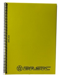 Atlas Basic, A4 PP Kapak Spiralli Defter, Çizgili, 120 Yaprak Sarı