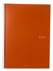 Atlas Basic, A4 PP Kapak Spiralli Defter, Çizgili, 120 Yaprak Turuncu