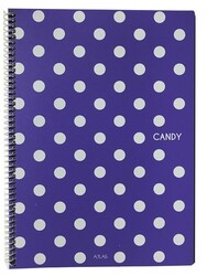 Atlas Candy, A4 PP Kapak Spiralli Defter, Çizgili, 100 Yaprak Mor