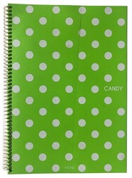 Atlas Candy, A4 PP Kapak Spiralli Defter, Kareli, 100 Yaprak