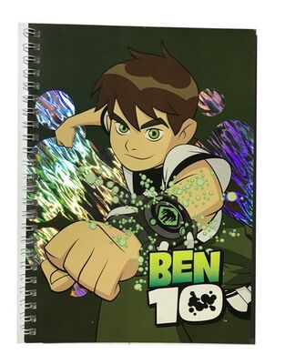 Ben10 A5 Yaldızlı Karton Kapak Spiralli Defter Kareli 80 Yaprak - 1