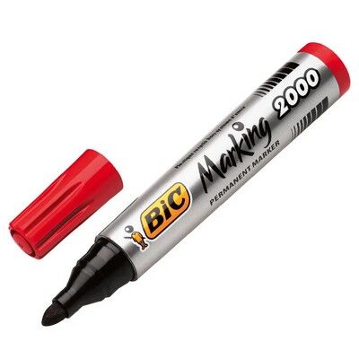 Bic 2000 Permanenet Markör ,Yuvarlak Uç, Kırmızı - 1