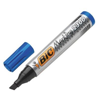 Bic 2300 Permanenet Markör, Kesik Uç, Mavi - 1