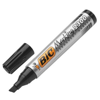 Bic 2300 Permanenet Markör, Kesik Uç, Siyah - 1