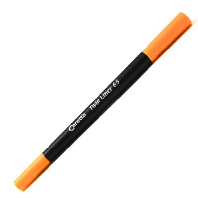 Caretta 65-40 Çift Uçlu Keçeli Kalem  Fosforlu Turuncu  - 1