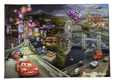 Cars 35 x 50 cm Karton Kapak Spiralli Resim Defteri 15 Yaprak - 1