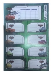 Cars Ders Programlı Okul Etiketi 3 Yaprak - 24 ad Yeşil