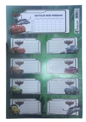 Cars Ders Programlı Okul Etiketi 3 Yaprak - 24 ad - 2
