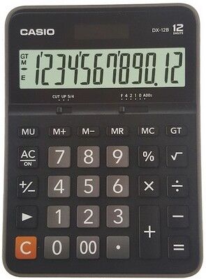 Casio Hesap Makinesi, Masaüstü, DX-12B-BK 12 Hane - 1