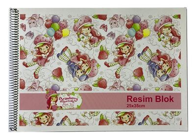 Çilek Kız 25 x 35 cm Karton Kapak Spiralli Resim Defteri 15 Yaprak - 1