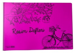 Çınar 33x48 cm PP Kapak Spiralli Resim Defteri, 25 Yaprak Pembe 1