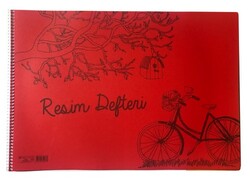 Çınar 33x48 cm PP Kapak Spiralli Resim Defteri, 25 Yaprak Kırmızı