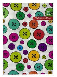 Çınar College Pattern,  A4 PP Kapak Defter,, Kareli, 40 Yaprak