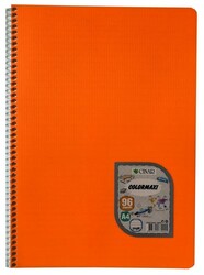 Çınar Colormaxi, A4 PP Kapak Spiralli Defter, Çizgili, 96 Yaprak Neon Turuncu