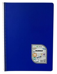 Çınar Colormaxi, A4 PP Kapak Spiralli Defter, Çizgili, 96 Yaprak Mavi