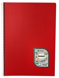 Çınar Colormaxi, A4 PP Kapak Spiralli Defter, Çizgili, 96 Yaprak Kırmızı