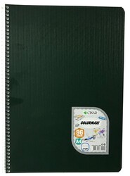 Çınar Colormaxi, A4 PP Kapak Spiralli Defter, Çizgili, 96 Yaprak Koyu Yeşil