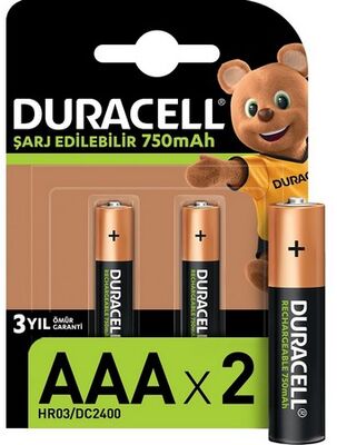 Duracell Şarjlı İnce Kalem Pil AAA, 750 Mah, 2'li Paket - 1