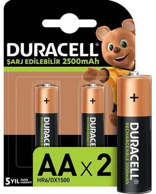 Duracell Şarjlı Kalem Pil AA, 2500 Mah, 2'li Paket - 1