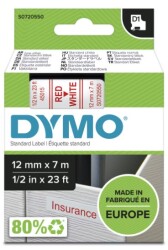 Dymo D1 Yedek Şerit (12 mm x 7 m) Beyaz/ Kırmızı (45015) - 2