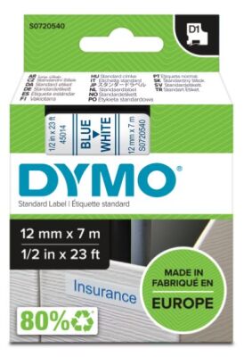 Dymo D1 Yedek Şerit (12 mm x 7 m) Beyaz/ Mavi (45014) - 2