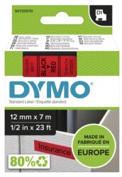Dymo D1 Yedek Şerit (12 mm x 7 m) Kırmızı/ Siyah (45017) - 2