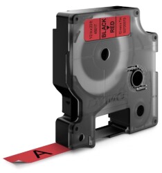Dymo D1 Yedek Şerit (12 mm x 7 m) Kırmızı/ Siyah (45017)