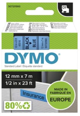 Dymo D1 Yedek Şerit (12 mm x 7 m) Mavi/ Siyah (45016) - 2
