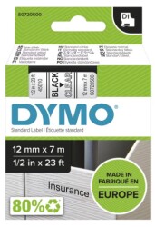 Dymo D1 Yedek Şerit (12 mm x 7 m) Şeffaf/ Siyah (45010) - 2