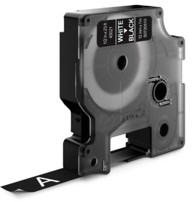 Dymo D1 Yedek Şerit (12 mm x 7 m) Siyah/ Beyaz (45021) - 1