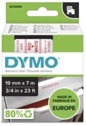 Dymo D1 Yedek Şerit (19 mm x 7 m) Beyaz/ Kırmızı (45805) - 2