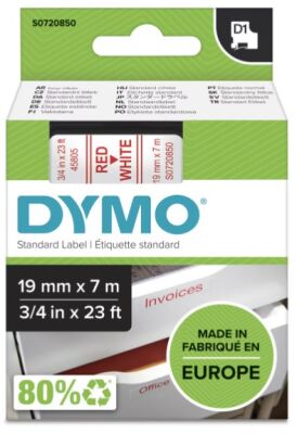 Dymo D1 Yedek Şerit (19 mm x 7 m) Beyaz/ Kırmızı (45805) - 2
