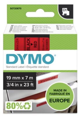 Dymo D1 Yedek Şerit (19 mm x 7 m) Kırmızı/ Siyah ( 45807) - 2