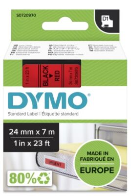 Dymo D1 Yedek Şerit (24 mm x 7 m) Kırmızı/Siyah (53717) - 2