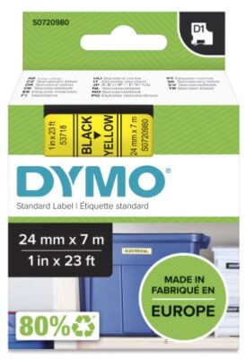 Dymo D1 Yedek Şerit (24 mm x 7 m) Sarı/Siyah (53718) - 2