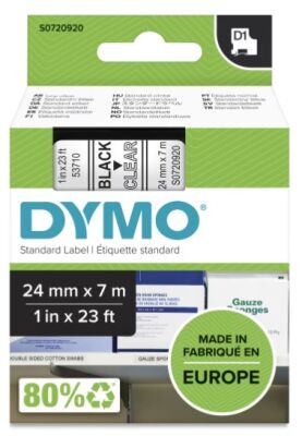 Dymo D1 Yedek Şerit (24 mm x 7 m) Şeffaf/ Siyah (53710) - 2