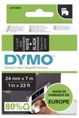 Dymo D1 Yedek Şerit (24 mm x 7 m) Siyah/Beyaz (53721) - 2