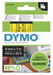 Dymo D1 Yedek Şerit (6 mm x 7 m) Sarı/ Siyah (43618) - 2