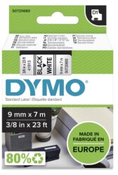Dymo D1 Yedek Şerit (9 mm x 7 m) Beyaz/ Siyah (40913) - 2